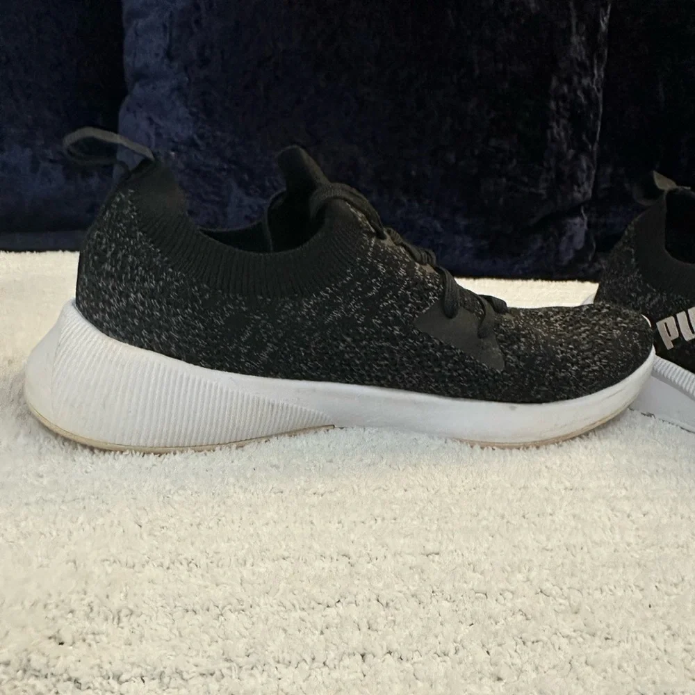 Puma Black Knit Sneakers with White Sole